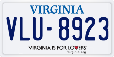 VA license plate VLU8923