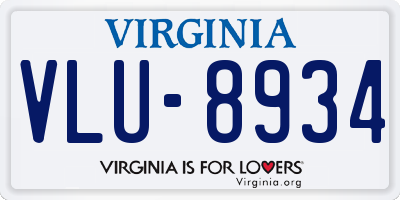 VA license plate VLU8934