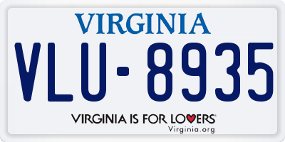 VA license plate VLU8935
