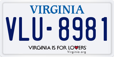 VA license plate VLU8981