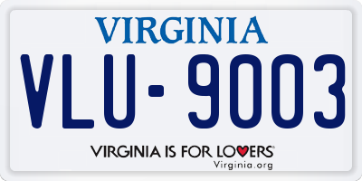 VA license plate VLU9003