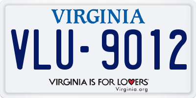 VA license plate VLU9012