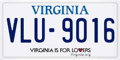 VA license plate VLU9016
