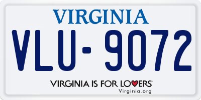 VA license plate VLU9072