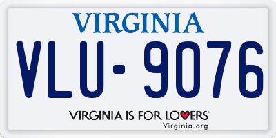 VA license plate VLU9076