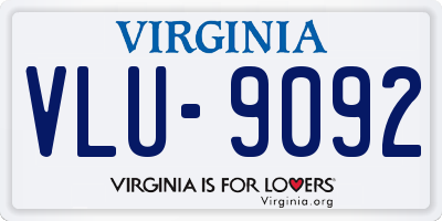 VA license plate VLU9092