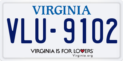 VA license plate VLU9102