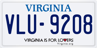 VA license plate VLU9208