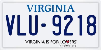 VA license plate VLU9218