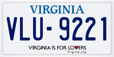 VA license plate VLU9221