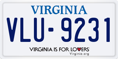 VA license plate VLU9231