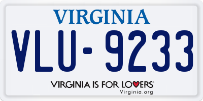 VA license plate VLU9233