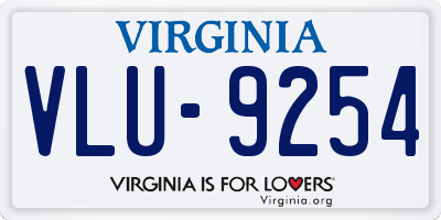 VA license plate VLU9254