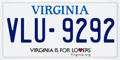 VA license plate VLU9292