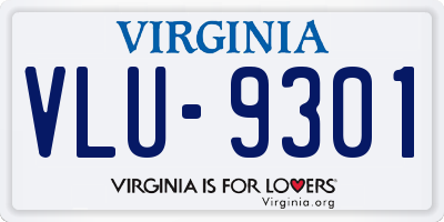 VA license plate VLU9301