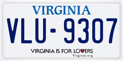 VA license plate VLU9307