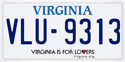 VA license plate VLU9313