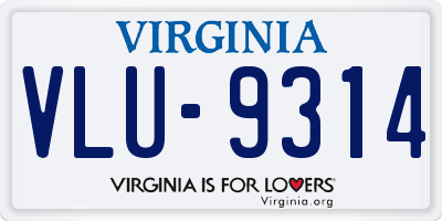VA license plate VLU9314