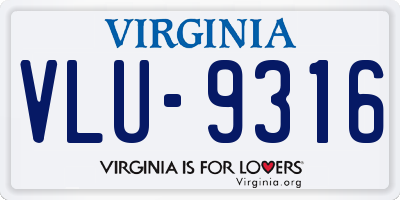VA license plate VLU9316