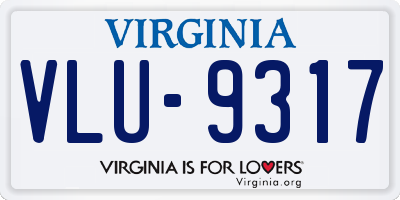 VA license plate VLU9317