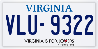 VA license plate VLU9322