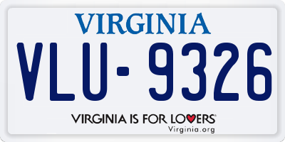 VA license plate VLU9326