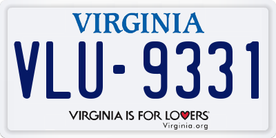 VA license plate VLU9331