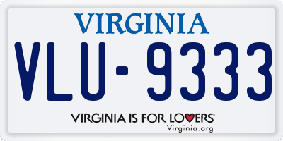 VA license plate VLU9333