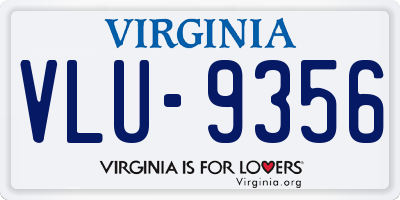 VA license plate VLU9356