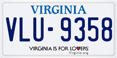 VA license plate VLU9358