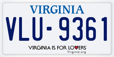 VA license plate VLU9361