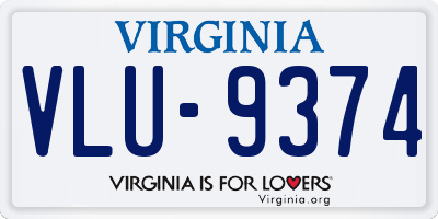 VA license plate VLU9374