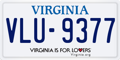 VA license plate VLU9377