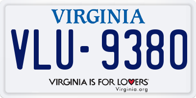 VA license plate VLU9380