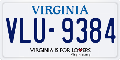 VA license plate VLU9384