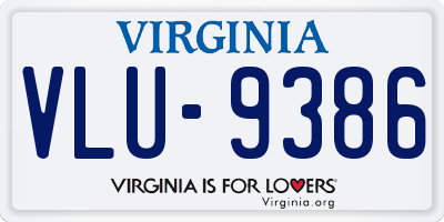 VA license plate VLU9386