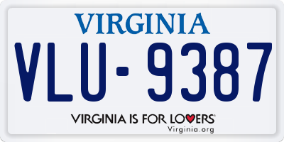 VA license plate VLU9387