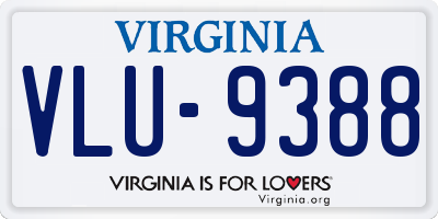VA license plate VLU9388