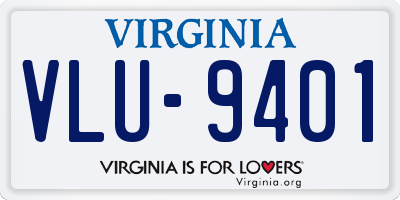 VA license plate VLU9401