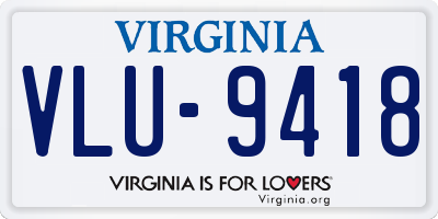 VA license plate VLU9418