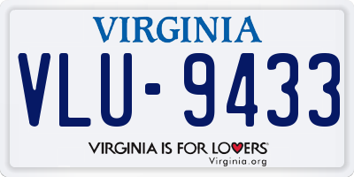 VA license plate VLU9433