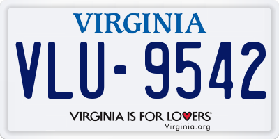 VA license plate VLU9542