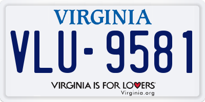 VA license plate VLU9581