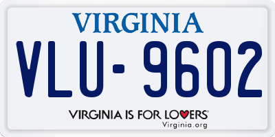 VA license plate VLU9602