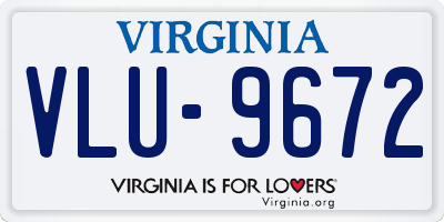 VA license plate VLU9672
