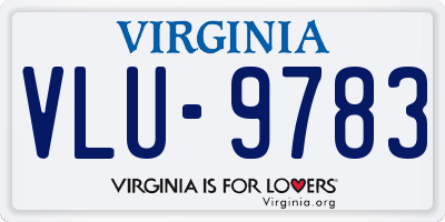 VA license plate VLU9783