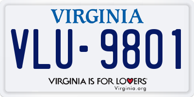 VA license plate VLU9801