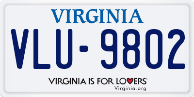 VA license plate VLU9802