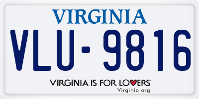 VA license plate VLU9816