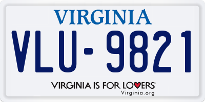 VA license plate VLU9821